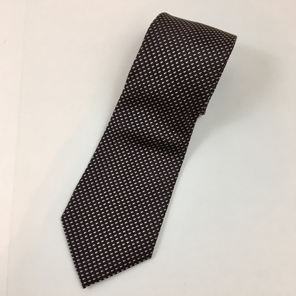 Club Room Brown and Blue Geometric Print Silk Tie